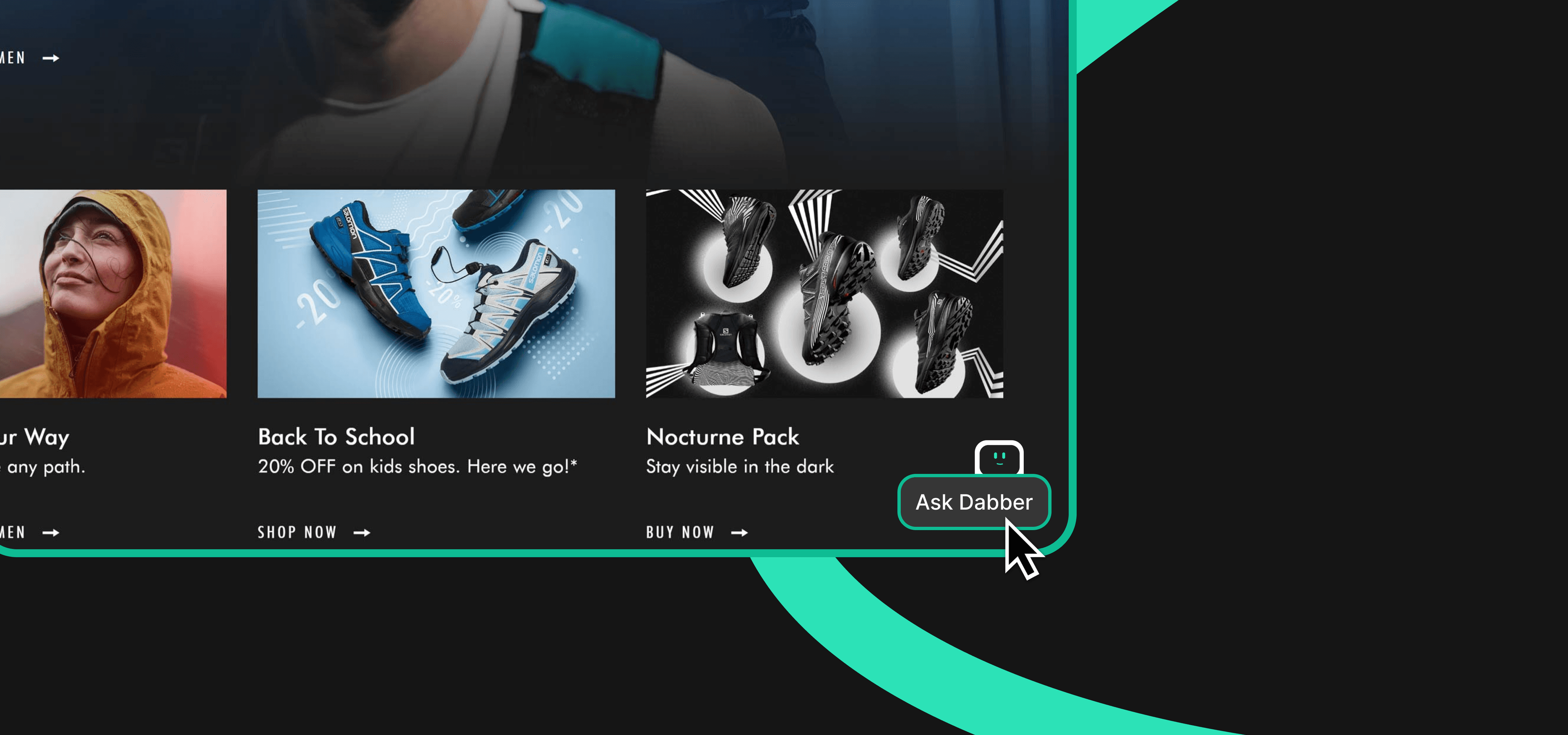 Dabber AI chat widget on a retail site
